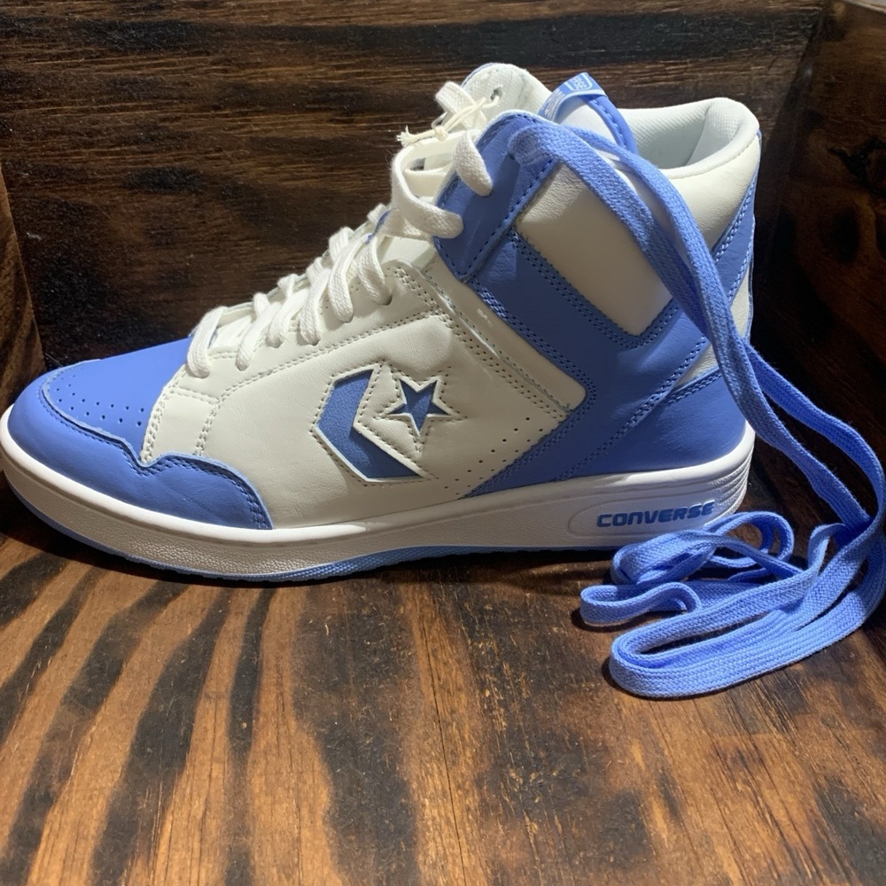 Converse Weapon Mid Men's Size 11 White Blue Leather Athletic Shoes A10597C